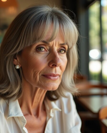 Coiffures mi-longues dégradées avec frange : élégance assurée pour les femmes de 60 ans