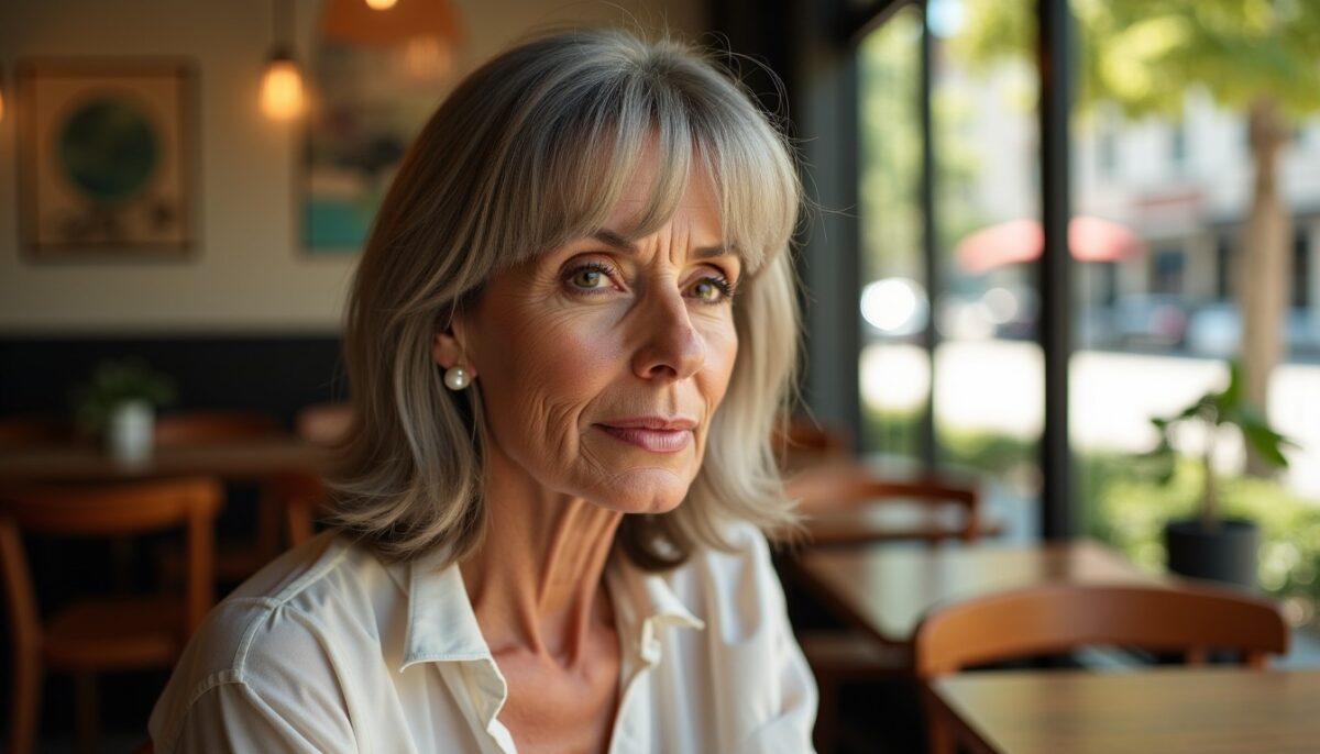 Coiffures mi-longues dégradées avec frange : élégance assurée pour les femmes de 60 ans