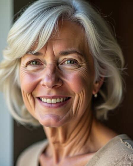 Coupe mi-longue effilée avec dégradé et frange : élégance assurée à 60 ans